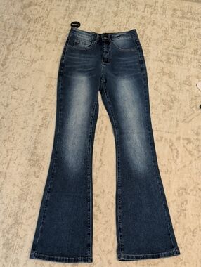 Zylioo Tall High-Rise Dark Indigo Flare Jeans